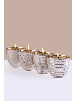 DOFT - Silver Metallic Votives Candles (Pack of 4)