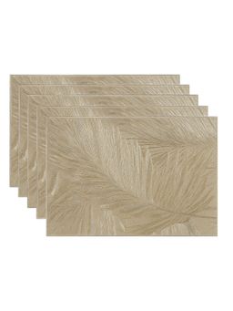 VIVALUXORA - Feather Leaf Gold Table Placemats (Pack of 6)