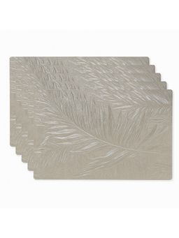 VIVALUXORA - Feather Leaf Silver Table Placemats (Pack of 6)