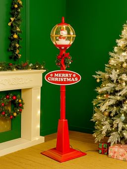 Little Surprise Box - Red Snowman Snowfall Globe Lamp Post