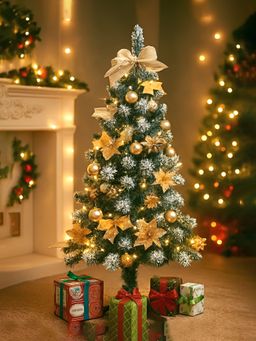 Little Surprise Box - Green Golden Balls and Cherries Bushy Christmas Tree