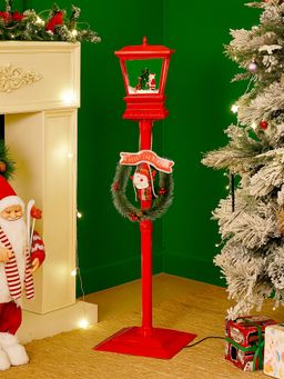 Little Surprise Box - Red Santa with Tree & Deer Snowfall Lamp Post