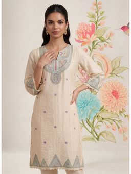 Lakshita - Albeli Ivory Embroidered A-line Kurta and Pant with Dupatta