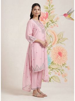 Lakshita - Albeli Baby Pink Embroidered A-line Kurta and Pant with Dupatta