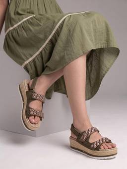 DENILL - Green Women's Woven Sandals