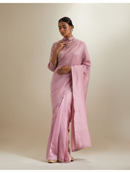 Vinusto - Light Pink Chanderi Lace trims, Zari Saree with Stitched Blouse