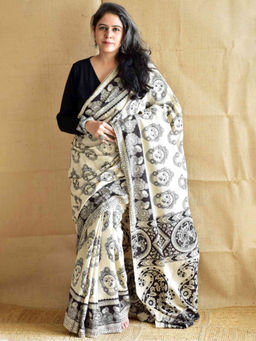 Sundarii - Sundari Buddha - kalamkari printed Saree with Unstitched Blouse