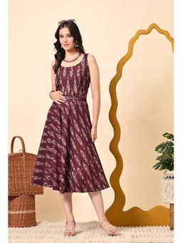 Diiwataa - Women Latest Round Neck Sleeveless Royale5 Dress with Detachable Belt (Set of 2)