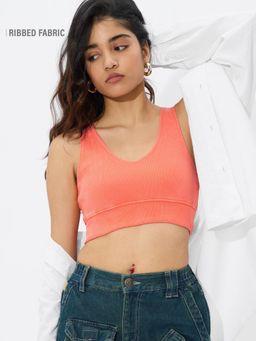 The Souled Store - Originals Solids: Peachy Orange Womens Lounge Brallette Top