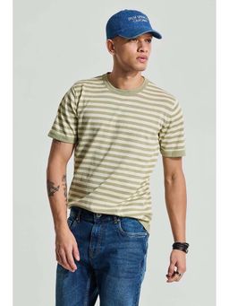 Snitch - Men Olive Stripes T-Shirt