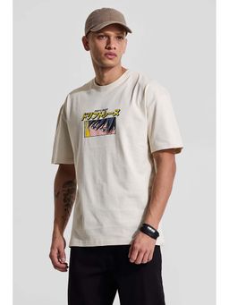 Snitch - Men Cream Graphic T-Shirt