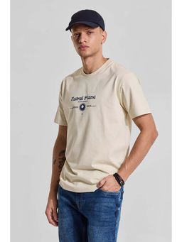 Snitch - Men Beige Graphic T-Shirt