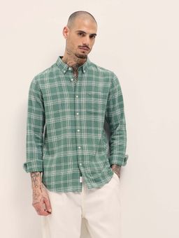 The Bear House - Men Green Checks Shirt