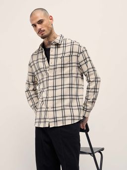 The Bear House - Men Cream Checks Shirt