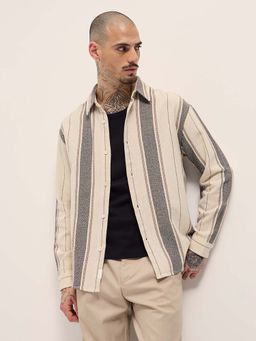 The Bear House - Men Cream Stripes Shirt