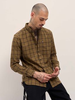 The Bear House - Men Olive Checks Shirt