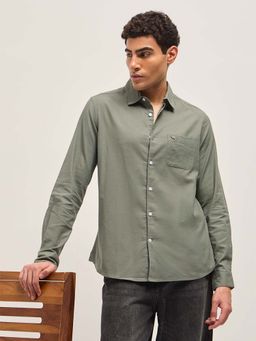 The Bear House - Men Grey Solid Shirt