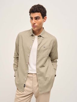 The Bear House - Men Beige Solid Shirt