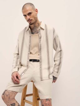 The Bear House - Men Cream Stripes Shirt