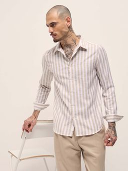 The Bear House - Men Beige Stripes Shirt