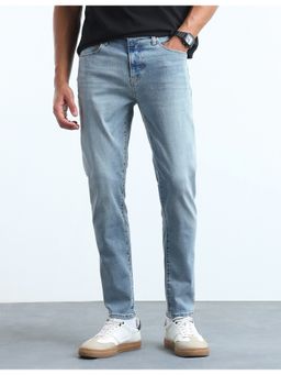 Flying Machine - Men Blue Slash Slim Tapered Fit Whiskered Jeans