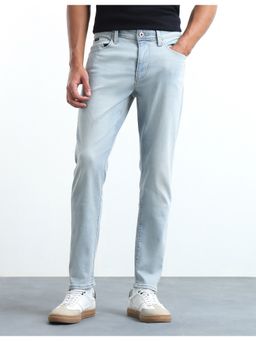 Flying Machine - Men Blue Slash Slim Tapered Fit Light Washed Jeans
