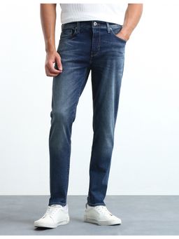 Flying Machine - Blue Men Slash Slim Tapered Fit Whiskered Jeans
