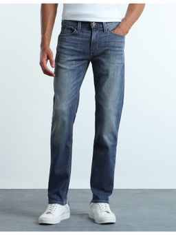 Flying Machine - Men Blue Whiskered Freddie Straight Fit Jeans