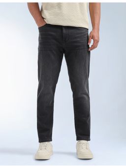Flying Machine - Men Black Mankle Relaxed Tapered Fit Whiskered Jeans