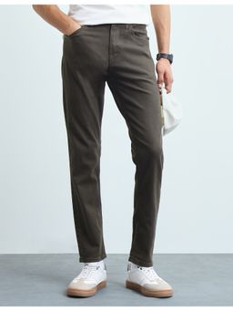 Flying Machine - Men Brown Slash Slim Tapered Fit Brown Jeans