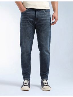 Flying Machine - Men Blue Whiskered Mankle Relaxed Tapered Fit Jeans