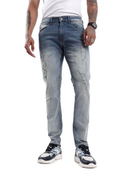 WROGN - Heavy Distressed Medstone Denim Blue Jeans