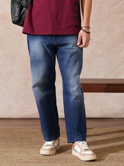 WROGN - Blue Casual Heavy Fade Loose Fit Jeans