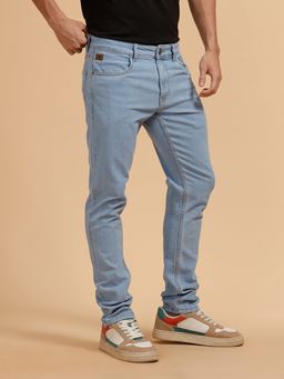 WROGN - Blue Solid Heavy Fade Slim Fit Jeans