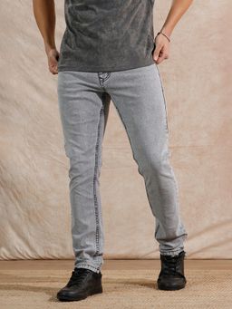 WROGN - Grey Solid Heavy Fade Slim Fit Jeans