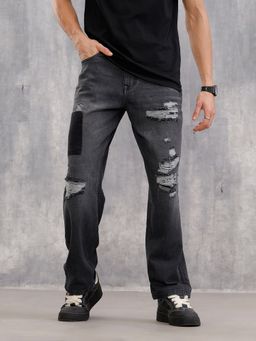 WROGN - Grey Heavy Distressed Loose Fit Denim Jeans