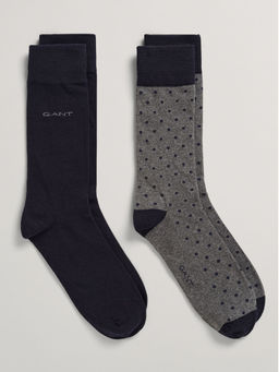 GANT - Mens Polka-Dot Printed Black and Grey 2 Pair of Socks