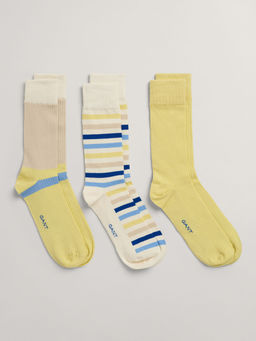 GANT - Mens Multi- Yellow and White 3 Pair of Socks