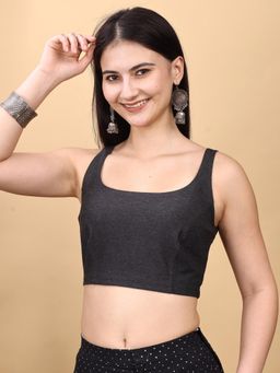 Tikhi Imli - Women Black Solid Lycra Stretchable Stitched Blouse