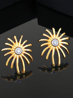Estele - Gold Plated Star Designer Stud Earrings with White Stone for Girls & Women