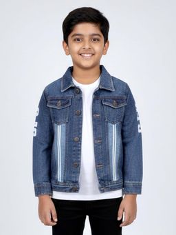 KiddoPanti - Boys Blue Denim Collar Neck Denim Jacket