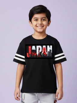 KiddoPanti - Boys Cotton Half Sleeves Drop Shoulder Printed T-Shirt
