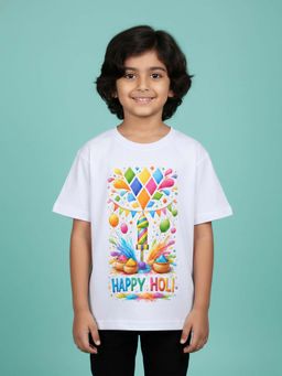 KiddoPanti - White Printed T-Shirt