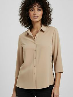 Qurvii - Beige Leopard Print Shirt