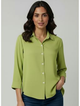 Qurvii - Lime Green Silk Blend Shirt