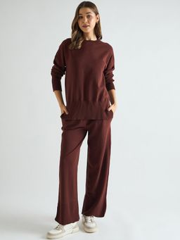 Femmella - Coffee Brown Raglan Sleeve Co-Ord Set