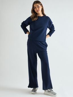 Femmella - Navy Blue Raglan Sleeve Co-Ord Set