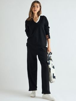 Femmella - Black and White Colorblock Co-Ord Set