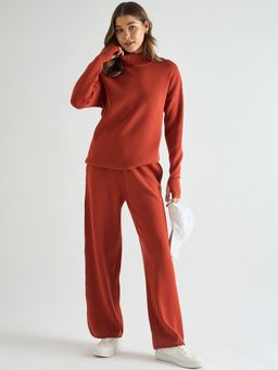 Femmella - Rust High Neck Knitted Co-Ord Set