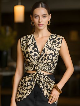 Don’t be basic - Floral Print Black Top